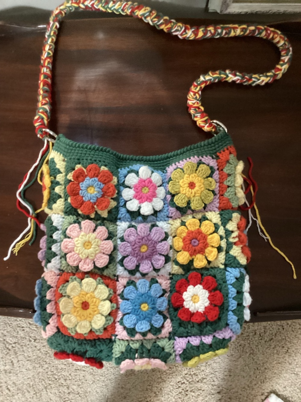 Handmade 3D Crotchet Flower Crossbody Purse ( OOAK )
